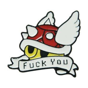 Red Spiny Shell Enamel Pin - Racing Video Game Funny Slogan Cute Alt Apparel NWT